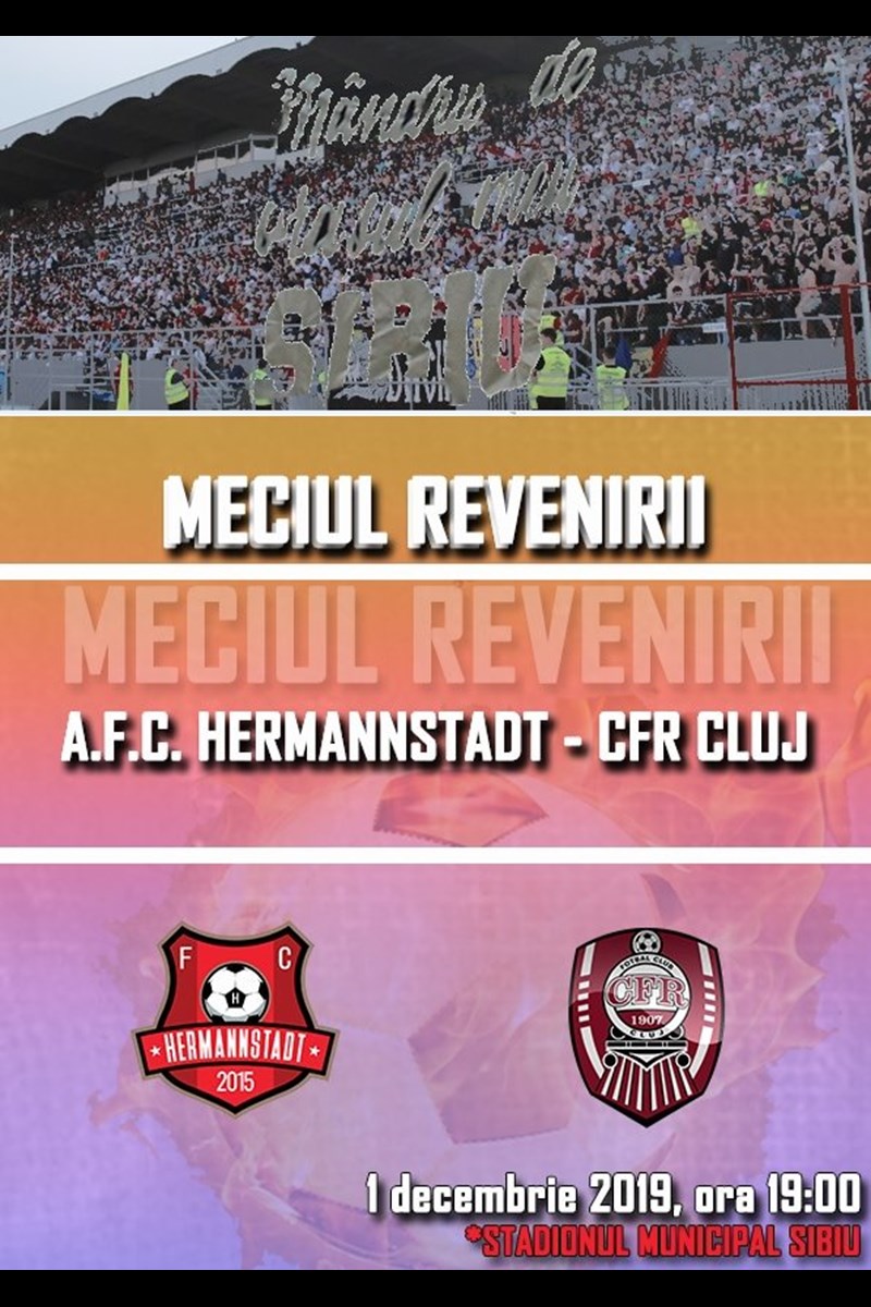 Bilete la meci A.F.C. Hermannstadt vs C.F.R. Cluj - Casa Liga 1